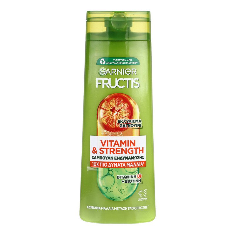 شامپو گارنیر ضد ریزش و تقویت‌کننده موهای نازک Vitamin & Strength